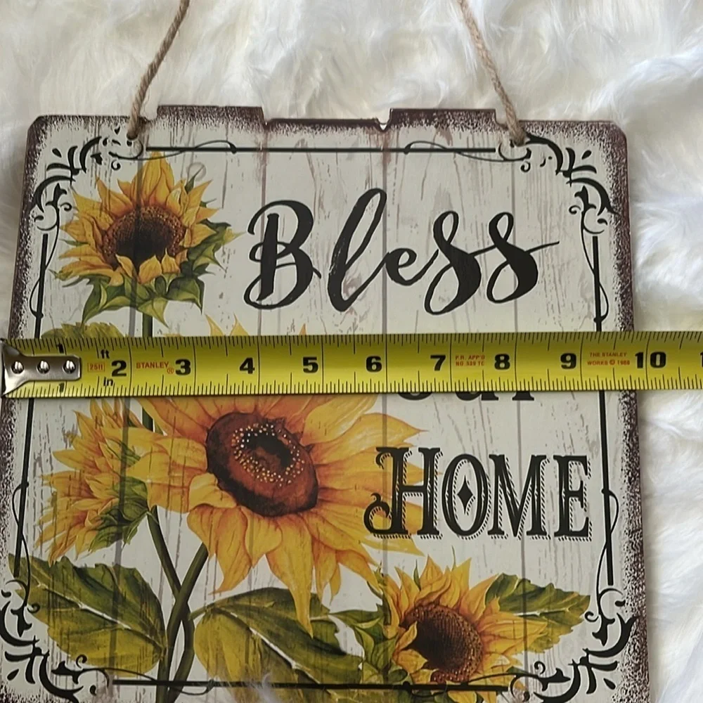 🆕 Bless Our Home Wall Decor Hanging Sign Sunflowers